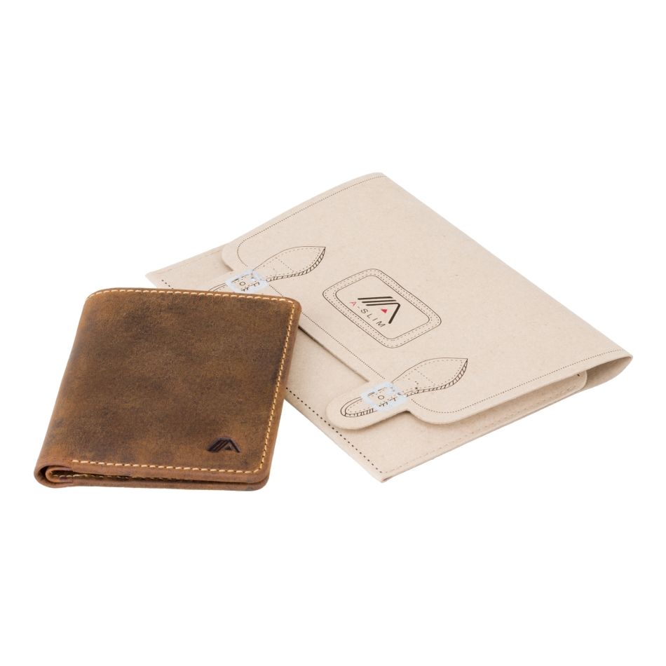 A-SLIM Leather Wallet Chikara - Row Brown
